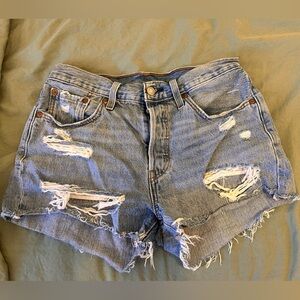 Levi's Distressed Denim Shorts - Blue